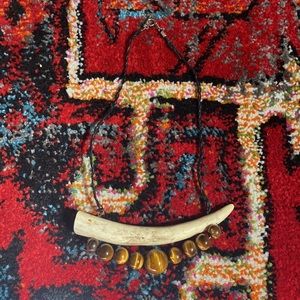 Natural Real Tigers Eye Deer Antler Necklace